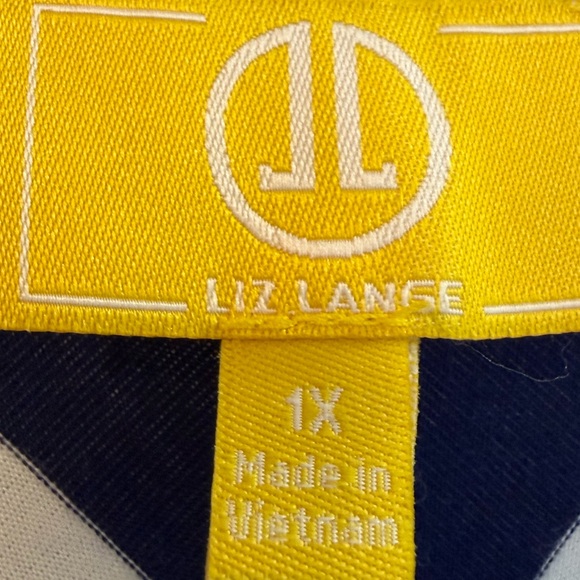 LIZ LANGE Nautical Striped Maxi Dress Plus Size 1X Chevron Cruise Resort Flowy - Picture 12 of 16